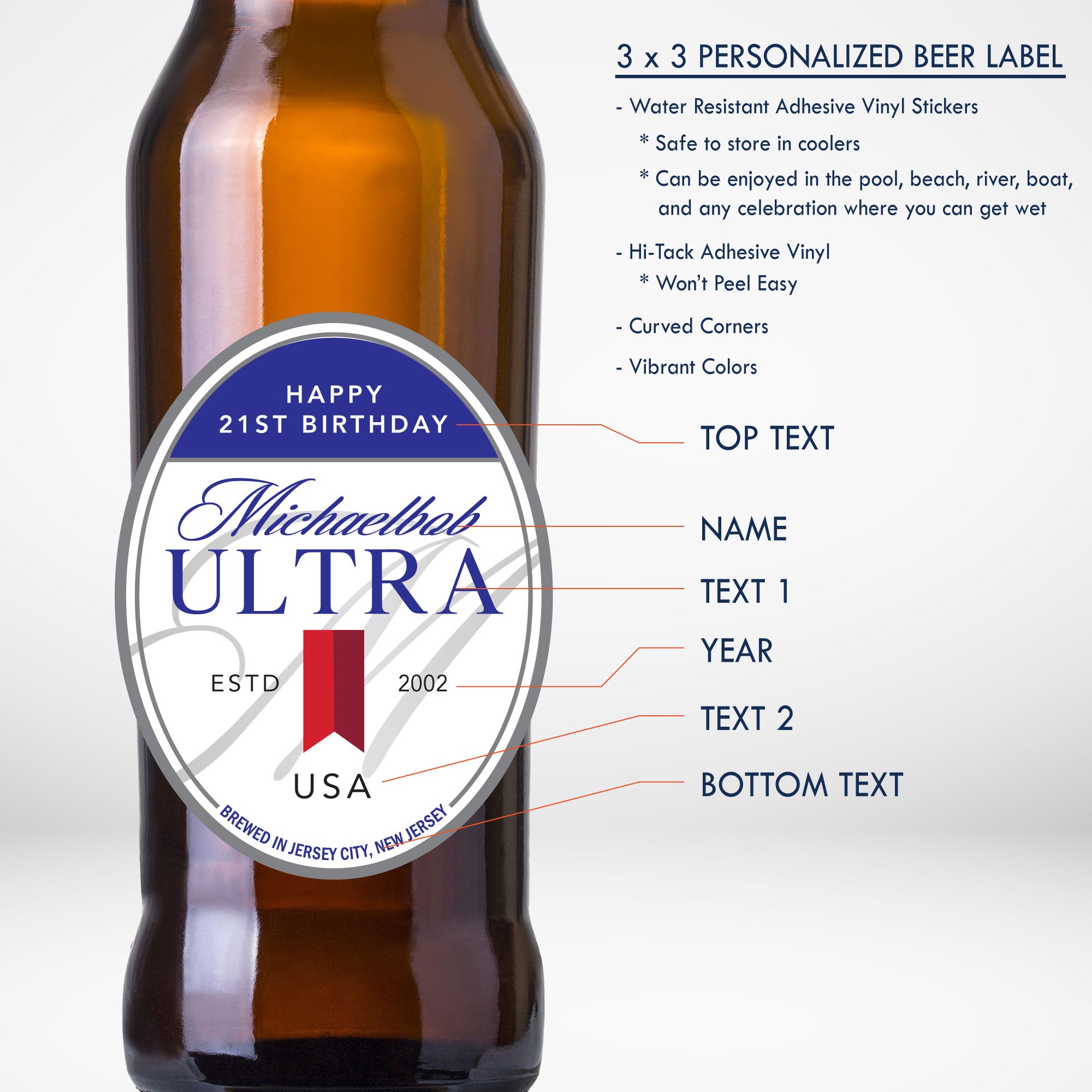 Personalized Michelob Ultra Inspired Beer Labels