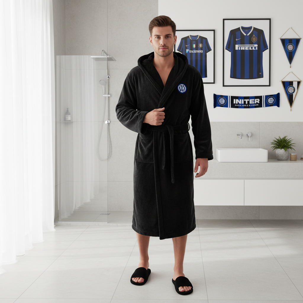 Inter Milan - Hooded Bathrobe Unisex Plush Lounge Robe