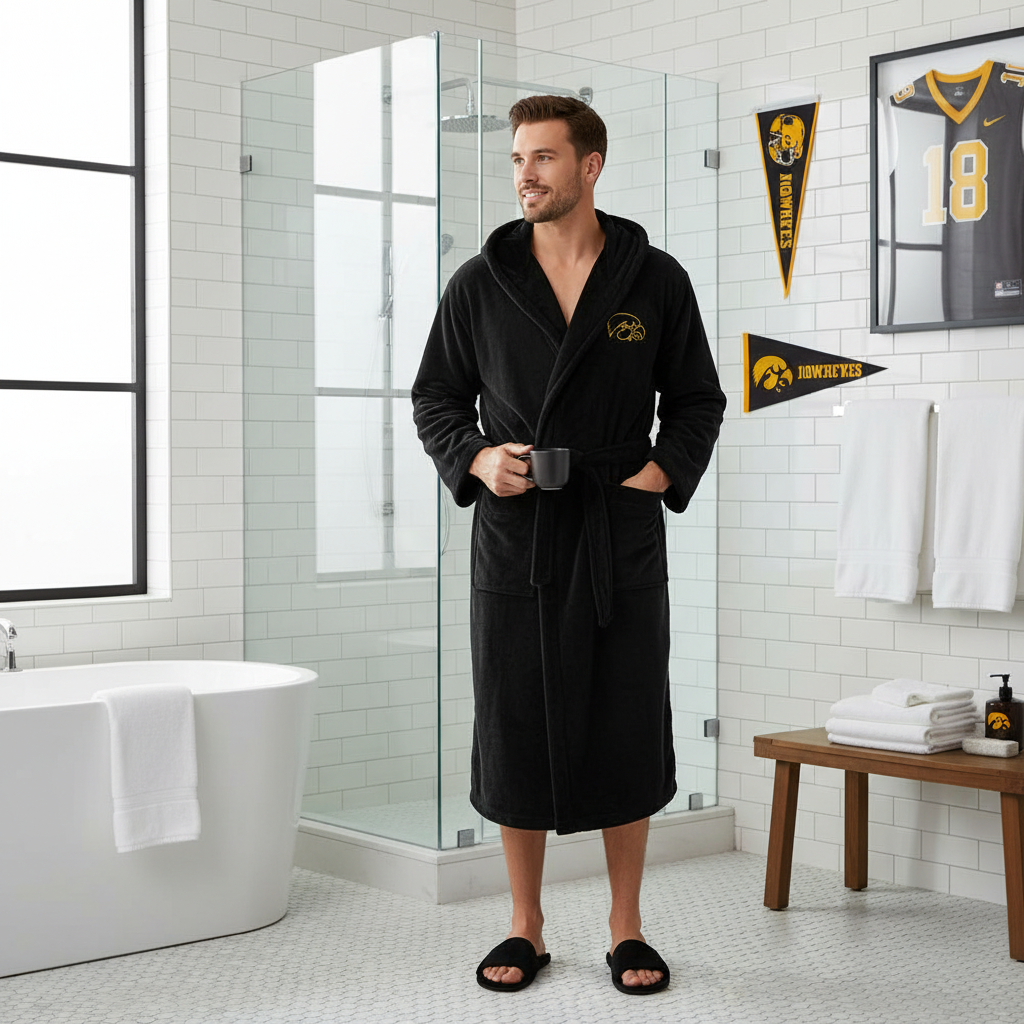 Iowa Hawkeyes - Hooded Bathrobe Unisex Plush Lounge Robe
