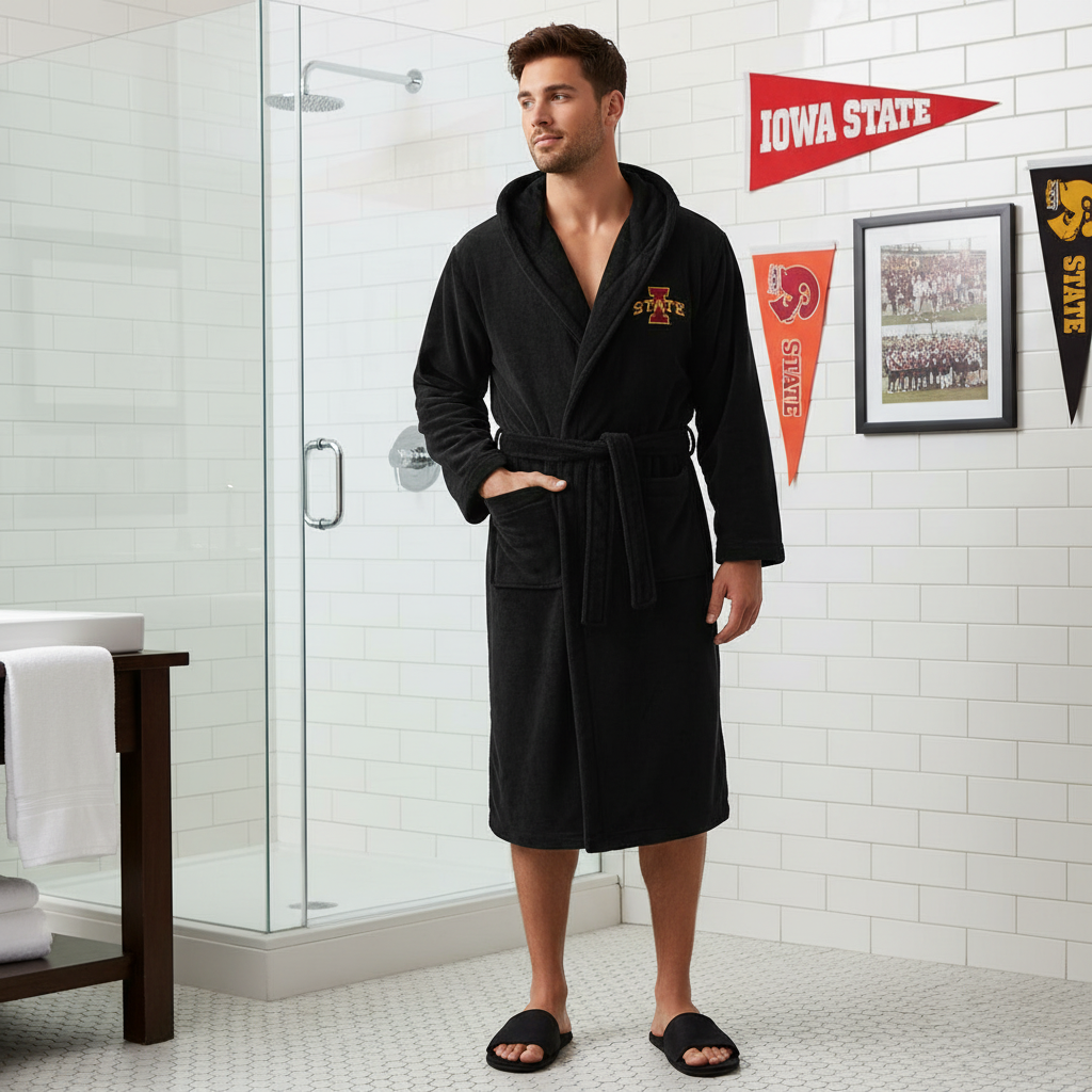 Iowa State - Hooded Bathrobe Unisex Plush Lounge Robe