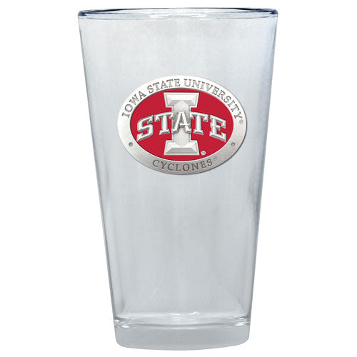Clear glass with Iowa State University logo on a white background