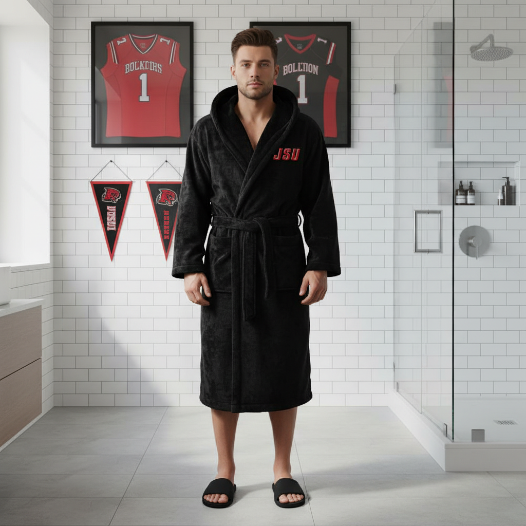 Jacksonville State Gamecocks - Hooded Bathrobe Unisex Plush Lounge Robe