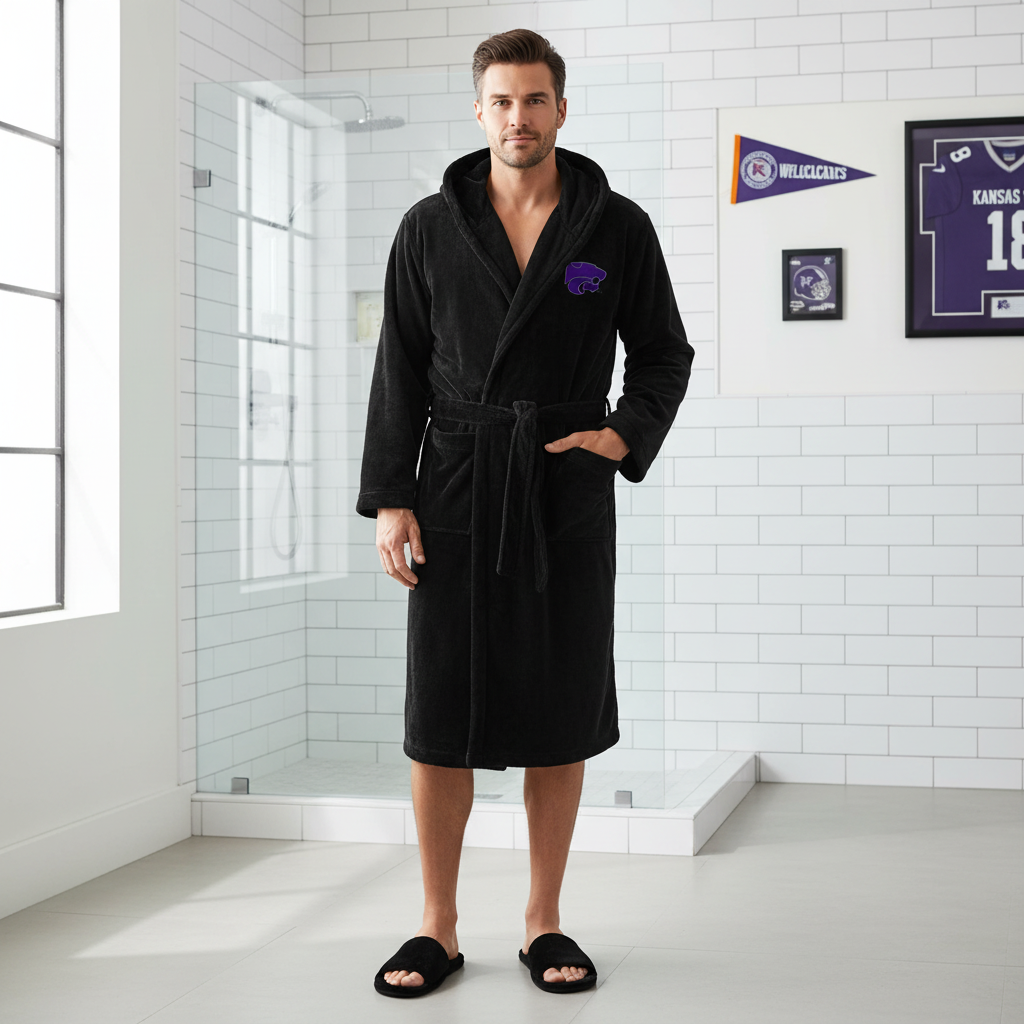 Kansas State Wildcats - Hooded Bathrobe Unisex Plush Lounge Robe
