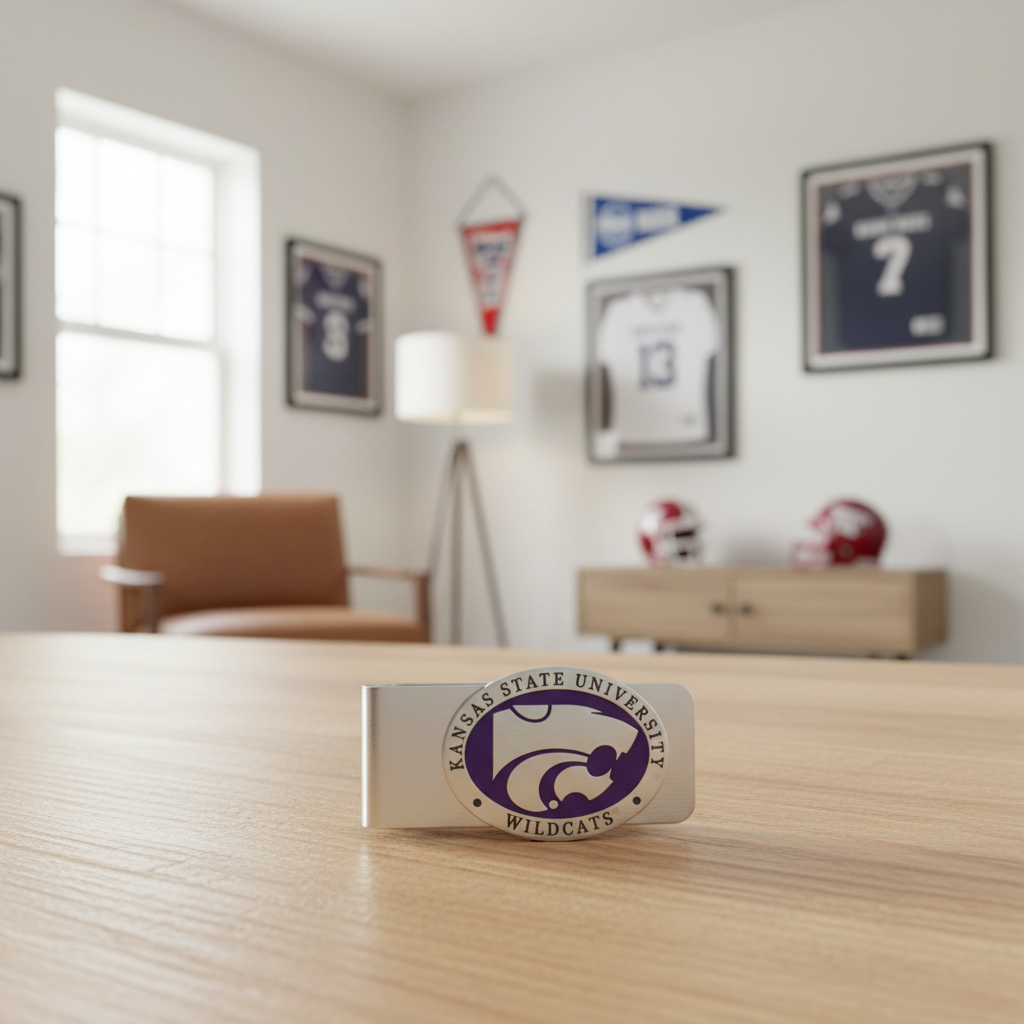 Kansas State University Wildcats money clip in a black box on a white background