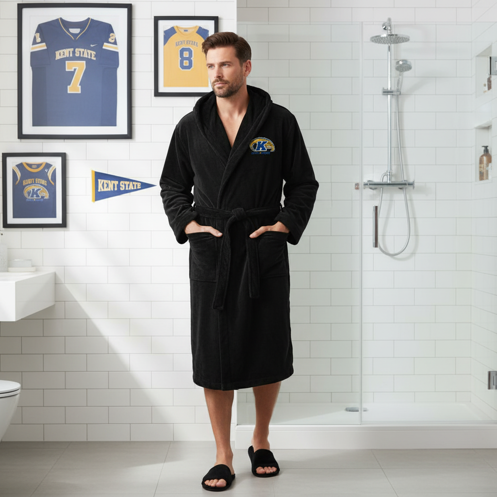 Kent State Athletic - Hooded Bathrobe Unisex Plush Lounge Robe