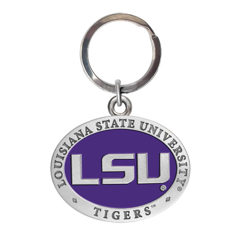 LSU Tigers keychain on a white background
