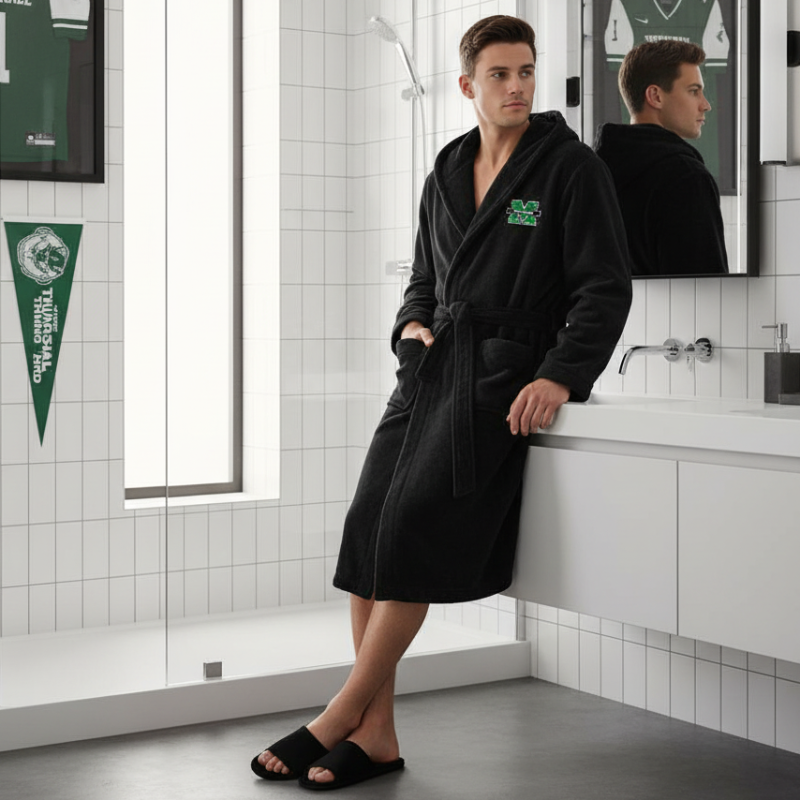 Marshall Thundering Herd - Hooded Bathrobe Unisex Plush Lounge Robe