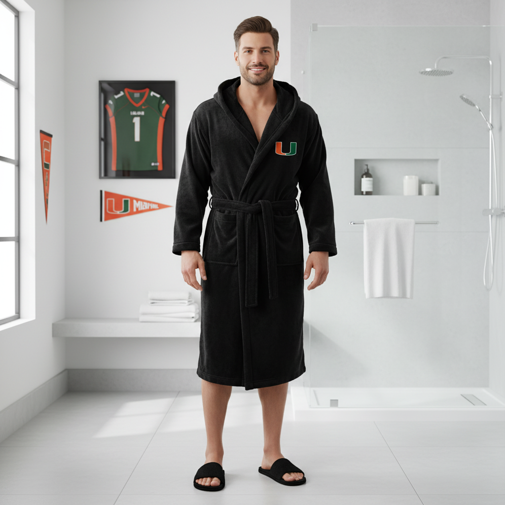 Miami Hurricane - Hooded Bathrobe Unisex Plush Lounge Robe