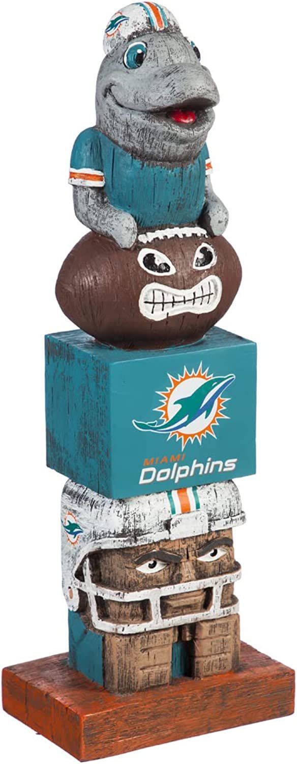 Miami Dolphins 16" Tiki Totem Garden Statue - Outdoor NFL Mascot Decor & Man Cave Figurine