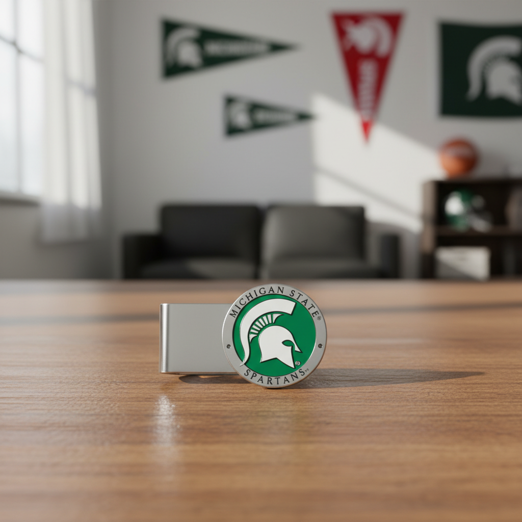 Money clip with Michigan State Spartans logo in a black box