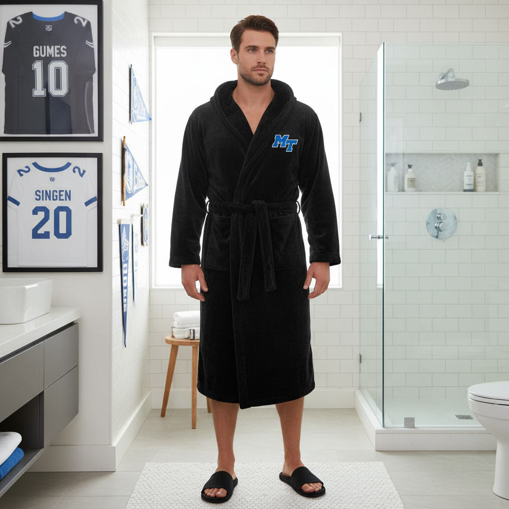 Middle Tennessee MT - Hooded Bathrobe Unisex Plush Lounge Robe