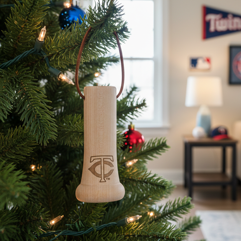Minnesota Twins "TC" MLB Bat Knob Christmas Ornament - Laser Engraved Baseball Decor