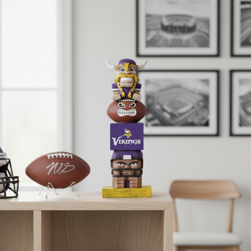 Minnesota Vikings Retro Tiki Totem Garden Statue - Vintage NFL Mascot Outdoor Decor & Man Cave Figurine