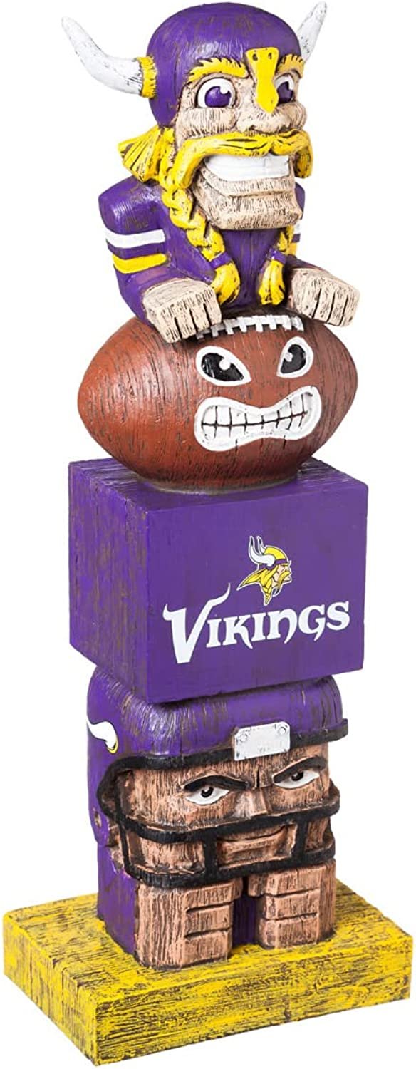 Minnesota Vikings 16" Retro Tiki Totem Garden Statue - Vintage NFL Mascot Outdoor Decor & Man Cave Figurine