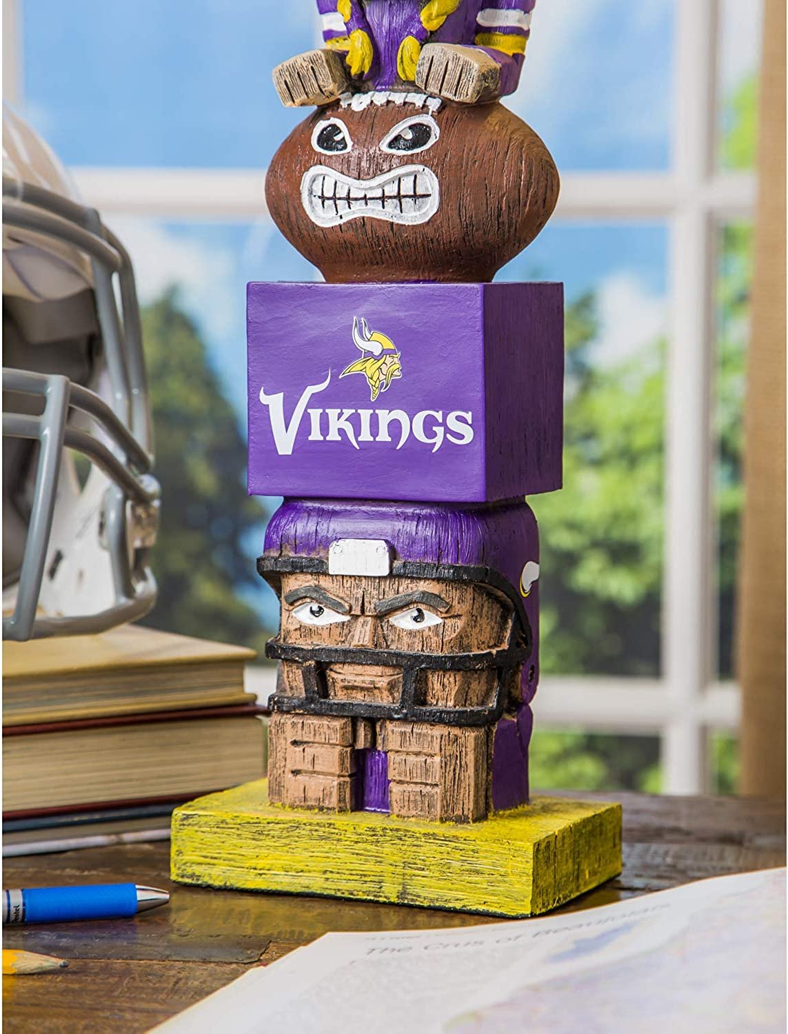 Minnesota Vikings 16" Retro Tiki Totem Garden Statue - Vintage NFL Mascot Outdoor Decor & Man Cave Figurine