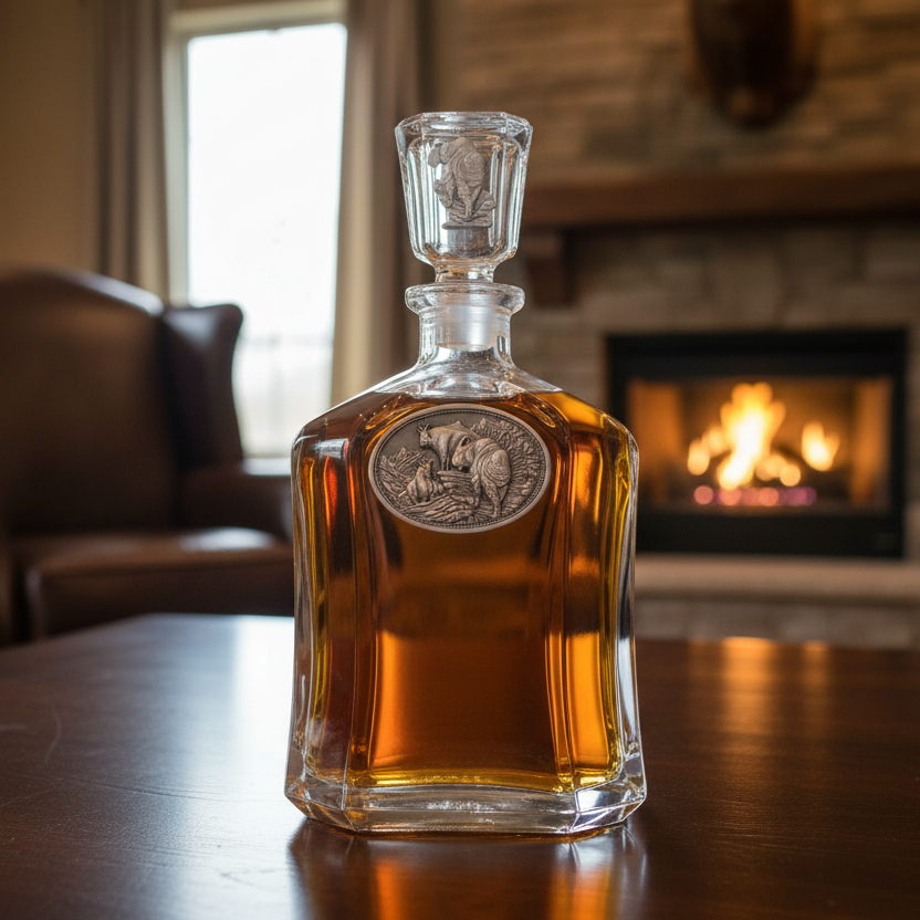 Mountain Goat Whiskey Capitol Decanter - 24oz with Fine Pewter Casting - Made in USA