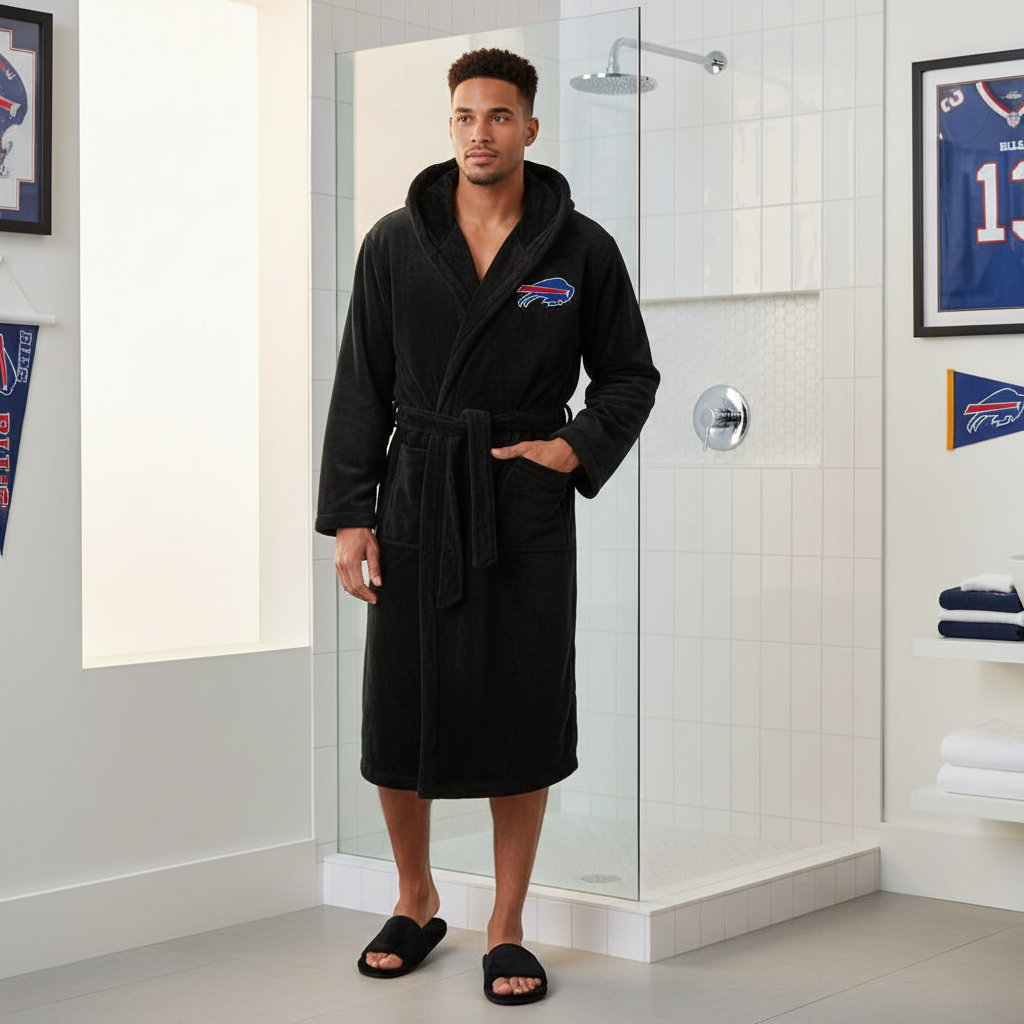 Buffalo Bills Official NFL Hooded Bathrobe – Unisex Plush Lounge Robe ...
