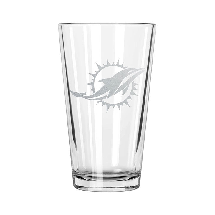 Miami Dolphins Etch Pint Glass - Official NFL Merchandise