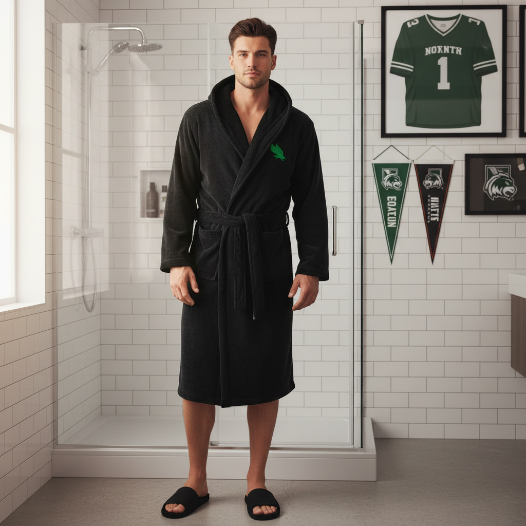 North Texas Mean Green - Hooded Bathrobe Unisex Plush Lounge Robe