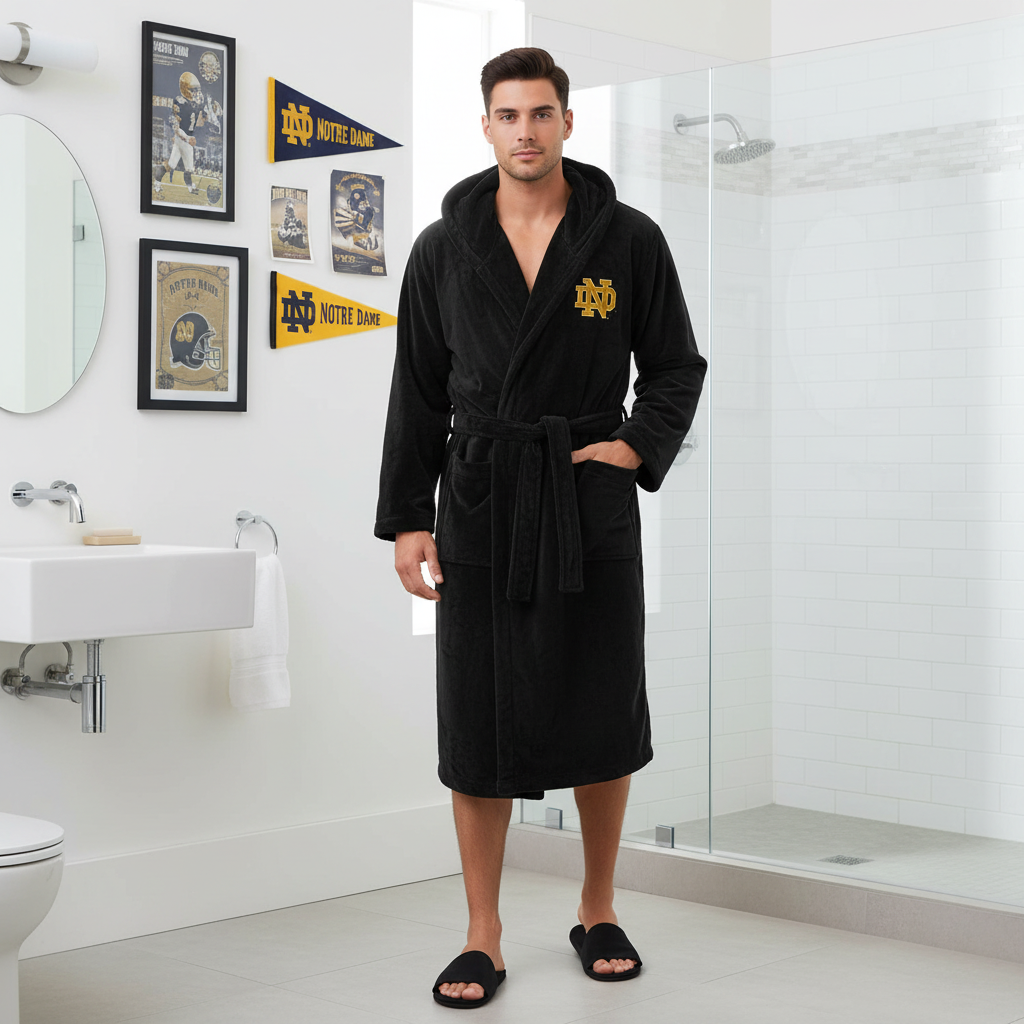 Notre Dame Fighting Irish - Hooded Bathrobe Unisex Plush Lounge Robe