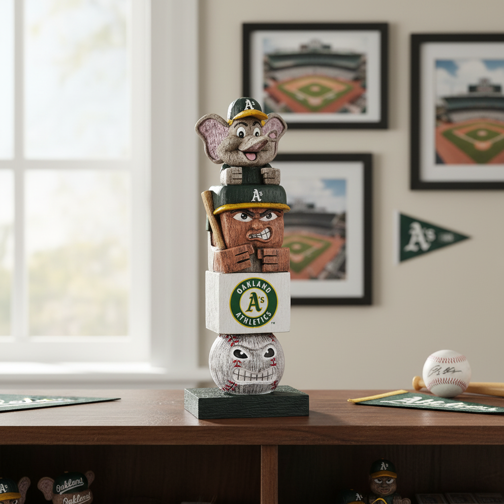 Oakland Athletics Tiki Totem Garden Statue - MLB Mascot Outdoor Yard Decor & Man Cave Figurine