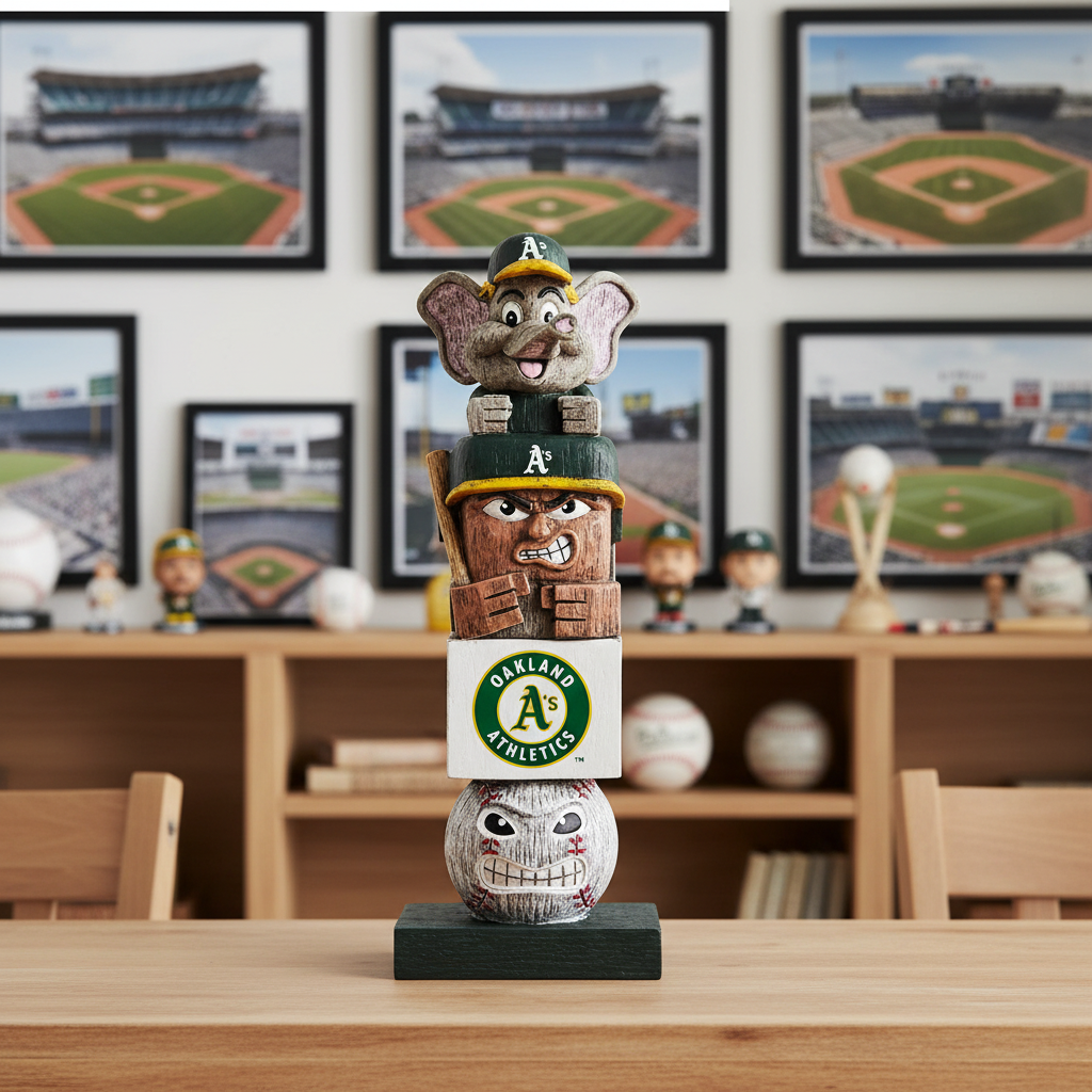 Oakland Athletics Tiki Totem Garden Statue - MLB Mascot Outdoor Yard Decor & Man Cave Figurine