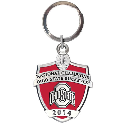 Keychain with Ohio State Buckeyes logo and 'National Champions' text on a white background