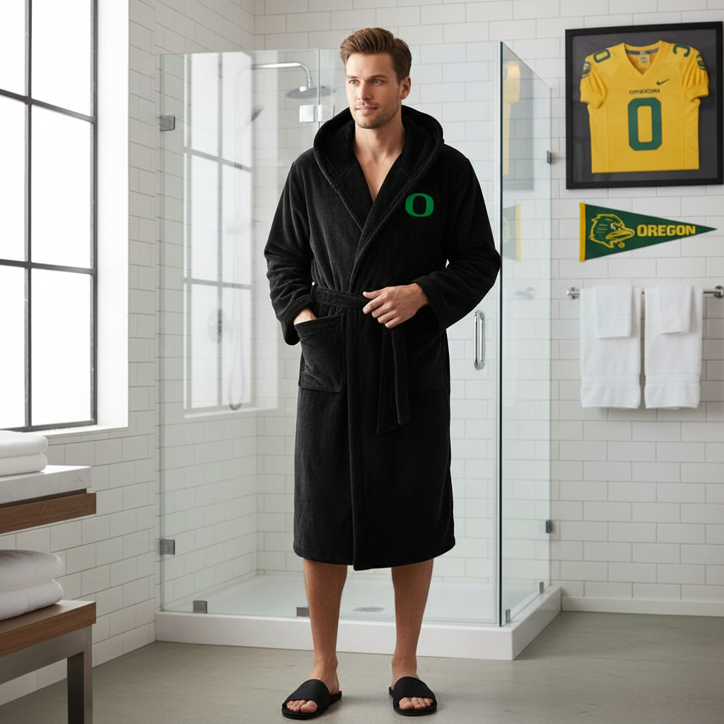 Oregon Ducks - Hooded Bathrobe Unisex Plush Lounge Robe