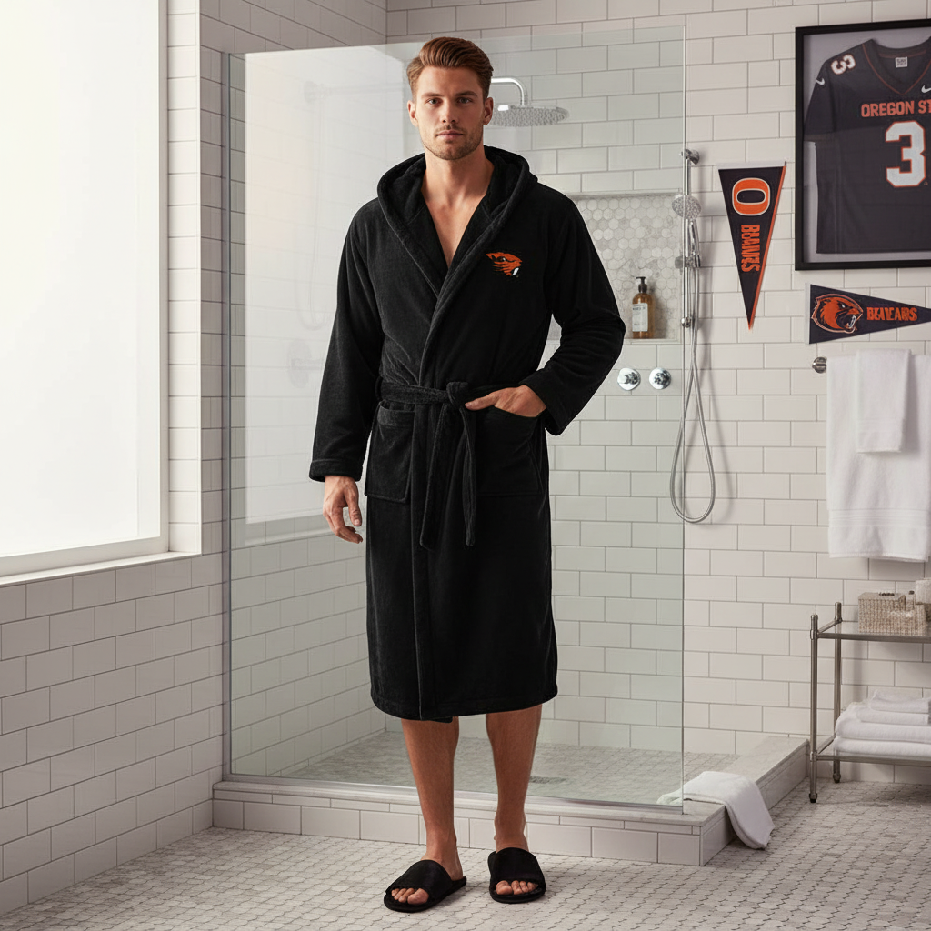Oregon State Beavers - Hooded Bathrobe Unisex Plush Lounge Robe