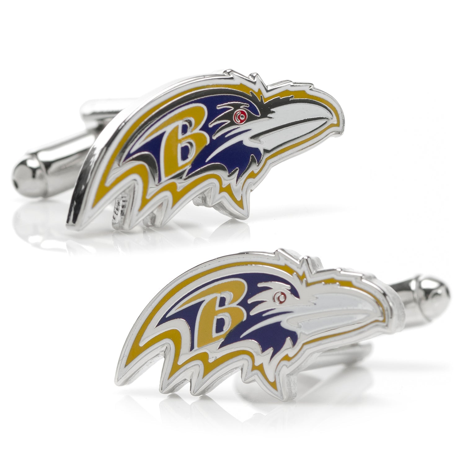 NFL Baltimore Ravens Head Cufflinks and Shield Tie Bar Gift Set | Officially Licensed Football Accessories