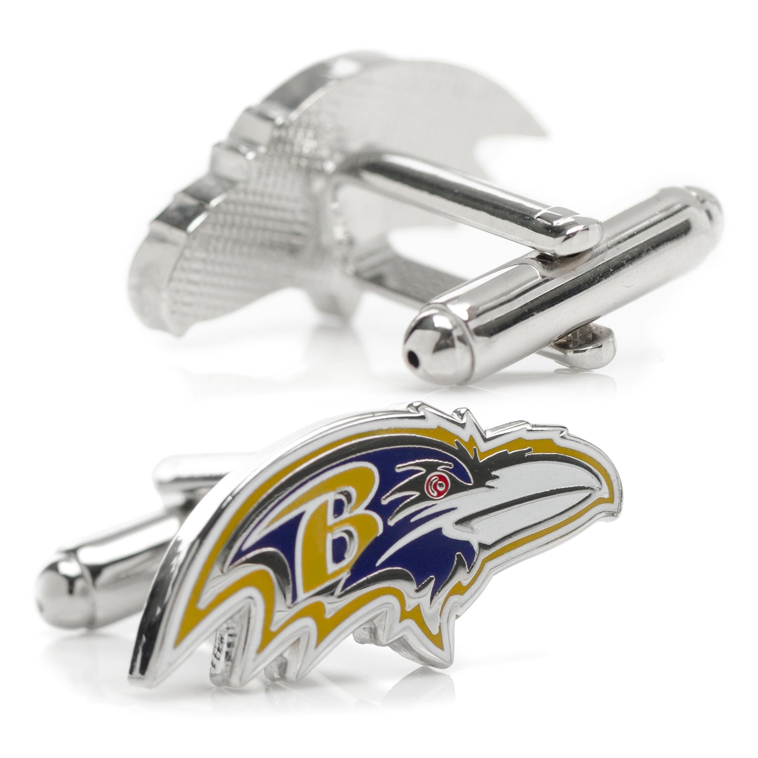 NFL Baltimore Ravens Head Cufflinks and Shield Tie Bar Gift Set | Officially Licensed Football Accessories