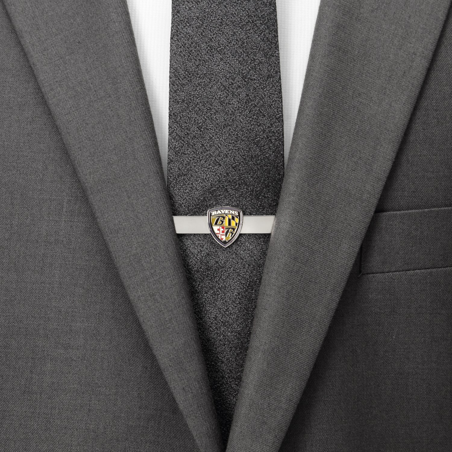 NFL Baltimore Ravens Head Cufflinks and Shield Tie Bar Gift Set | Officially Licensed Football Accessories