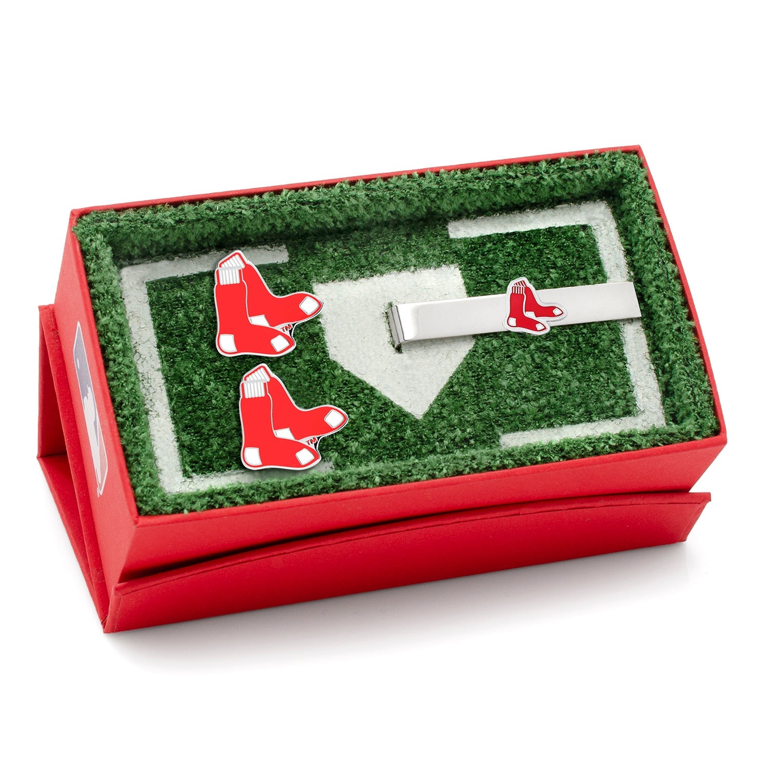 MLB Boston Red Sox Cufflinks and Tie Bar Gift Set | Officially Licensed Baseball Accessories