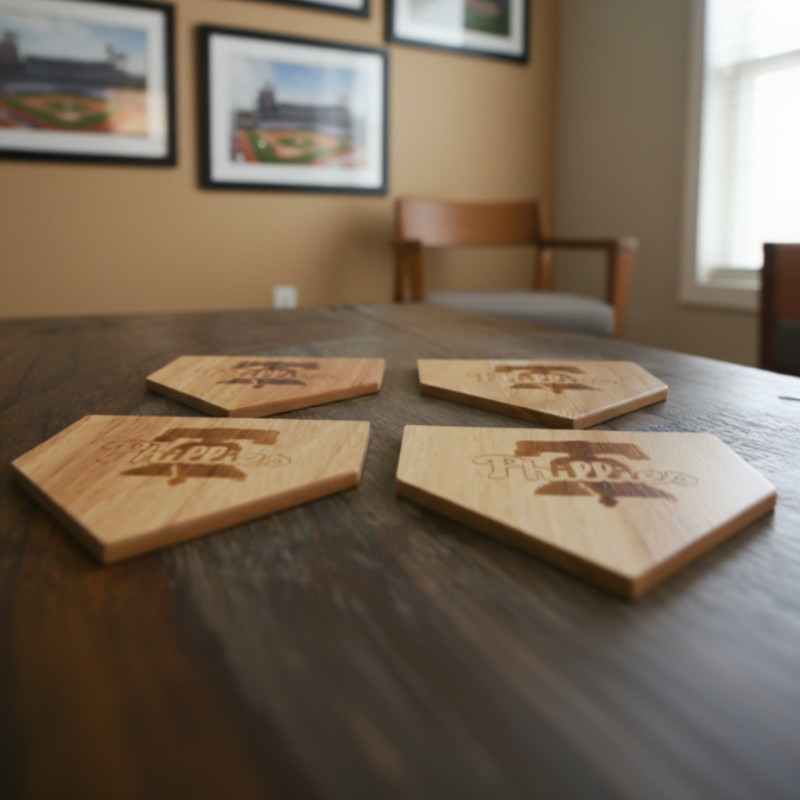 Philadelphia Phillies Wood Home Plate Coaster – Limited Edition Dugout Mug