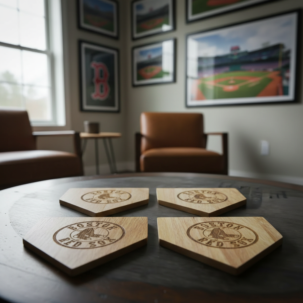 Boston Red Sox Wood Home Plate Coaster – Limited Drop by Dugout Mug