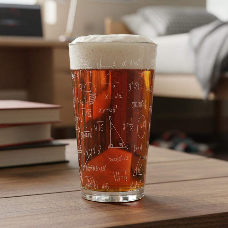 STEM Gifts for High School &amp; College | Pint Glass With Math Formulas | Math Theme Gifts - Great Gift Ideas for the Holiday Stocking Stuffers