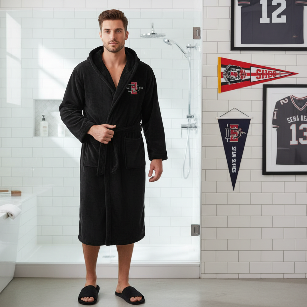 San Diego State Aztecs - Hooded Bathrobe Unisex Plush Lounge Robe