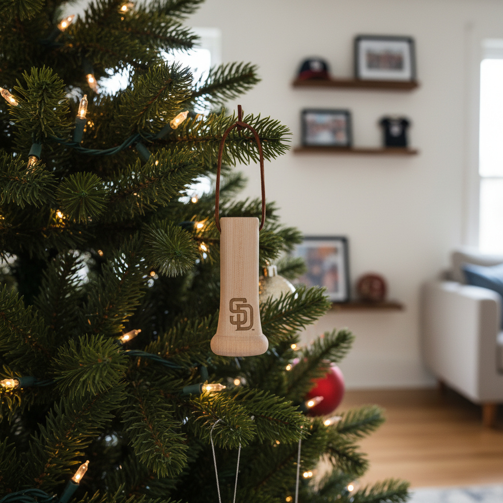 San Diego Padres "SD" MLB Bat Knob Christmas Ornament - Dugout Mugs Laser Engraved Baseball Decor