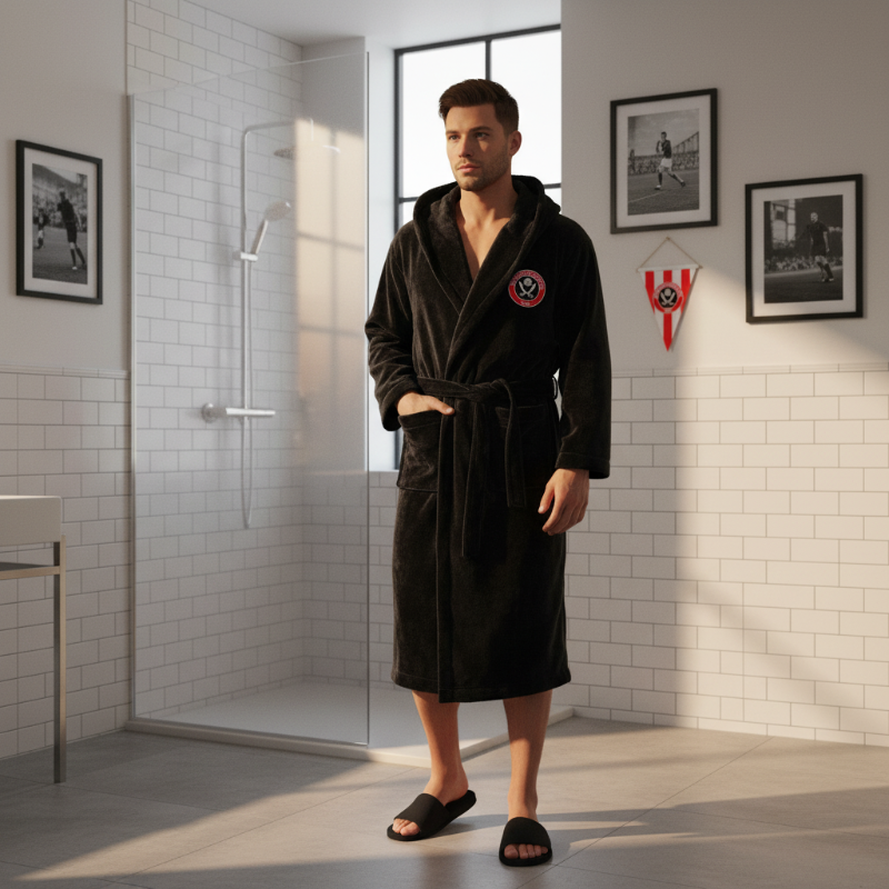 Sheffield United FC - Hooded Bathrobe Unisex Plush Lounge Robe