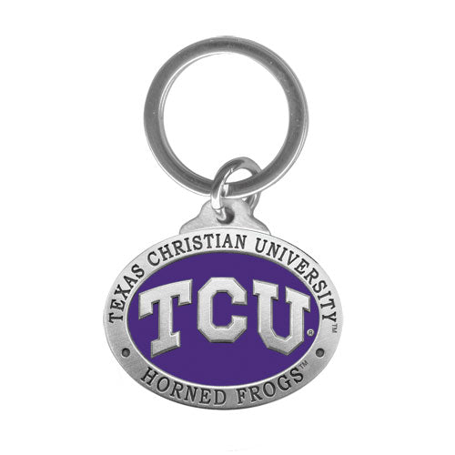 Keychain with Texas Christian University logo on a white background