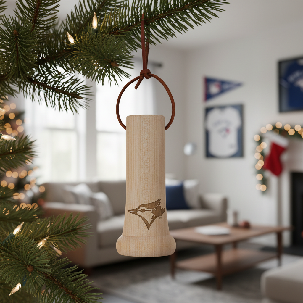 Toronto Blue Jays MLB Bat Knob Christmas Ornament - Laser Engraved Baseball Decor