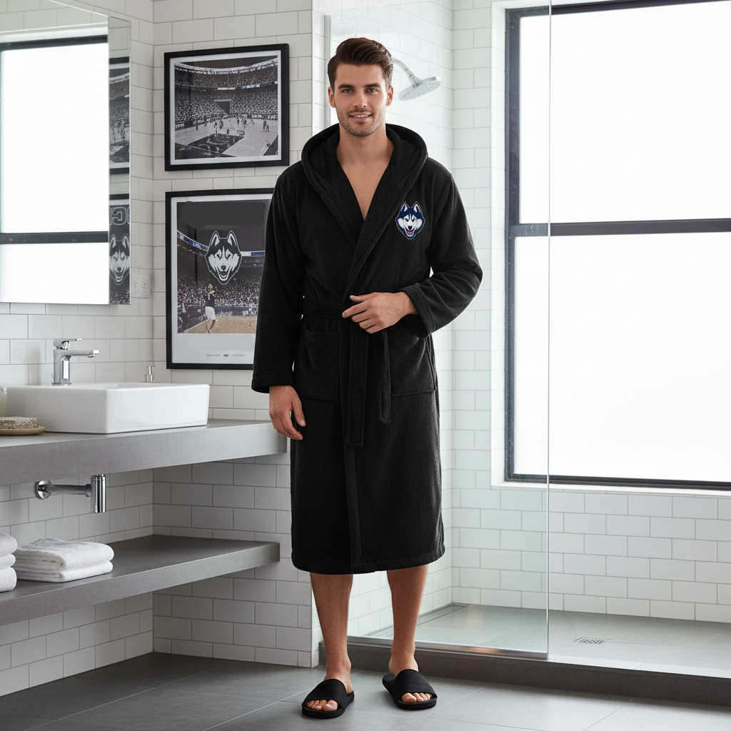 UConn Huskies - Hooded Bathrobe Unisex Plush Lounge Robe