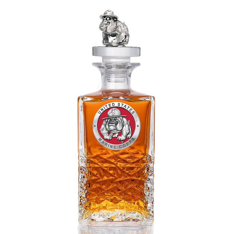USMC Heritage Whiskey Decanter - Fine Pewter Bulldog & 3D Sculpted Top