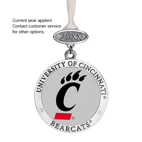 University of Cincinnati Bearcats ornament with year applied text