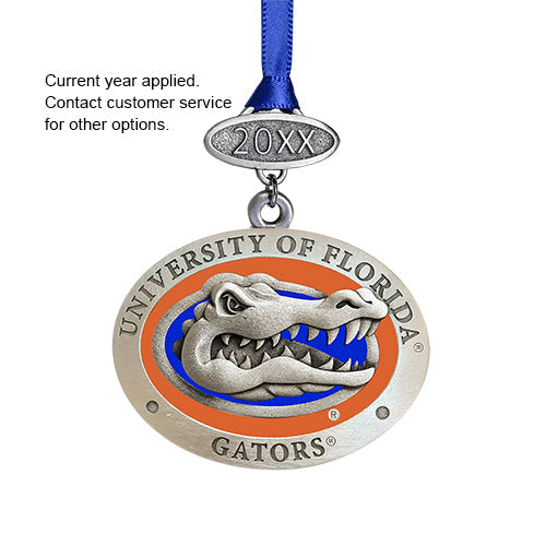 University of Florida Gators ornament with alligator logo on a white background