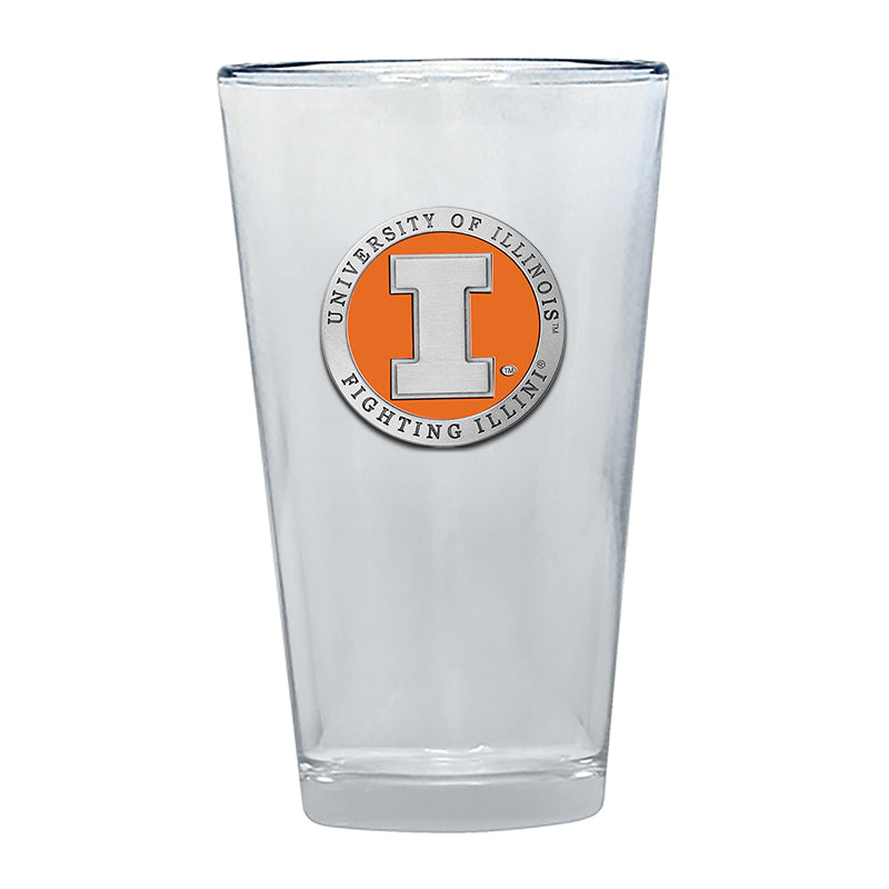 Clear glass with University of Illinois logo on a white background