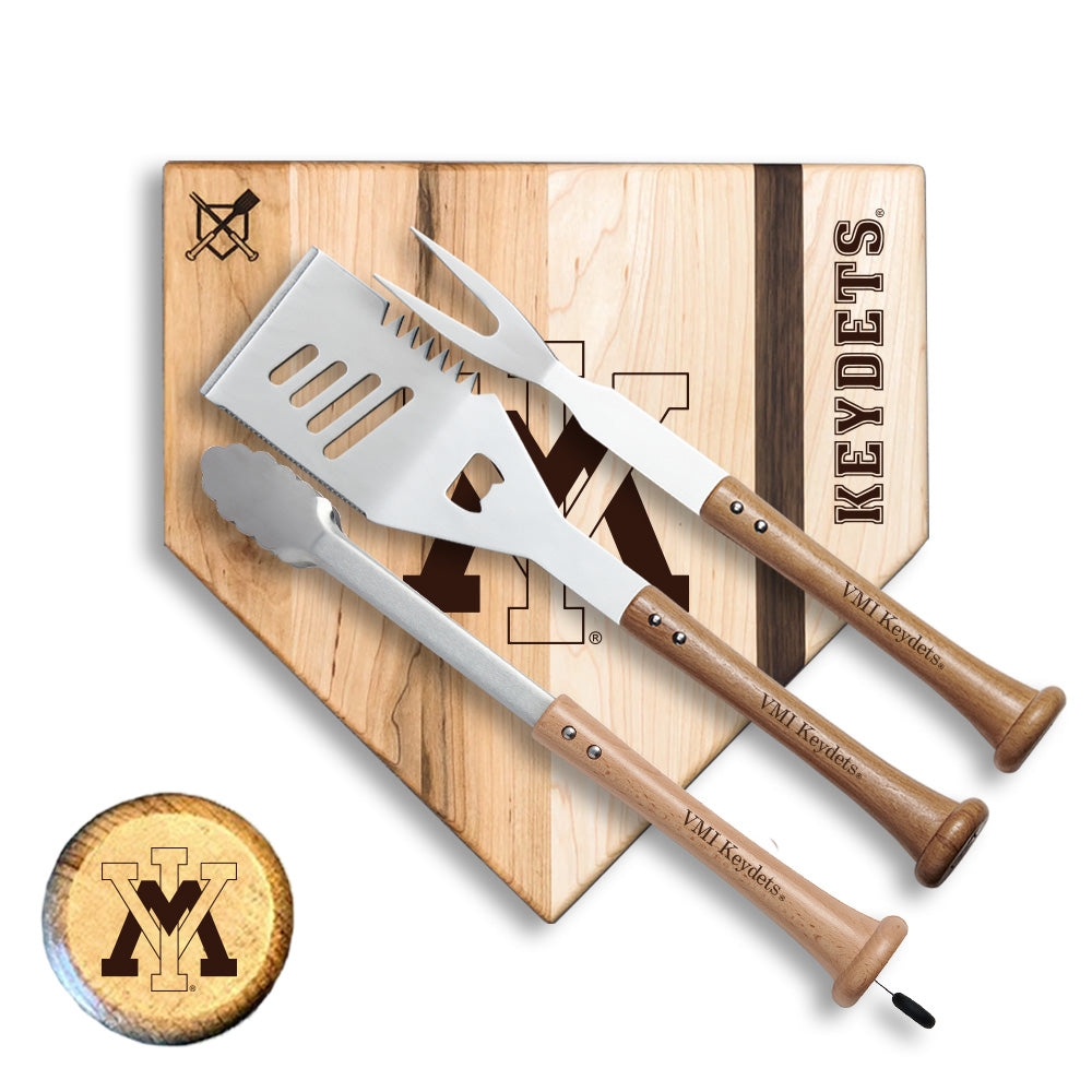 VMI Keydets "Silver Slugger" BBQ Grill Set - 4-Piece Stainless Steel Tailgate Kit