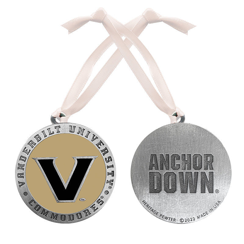 Medal with Vanderbilt University logo and 'Anchor Down' text on a white background