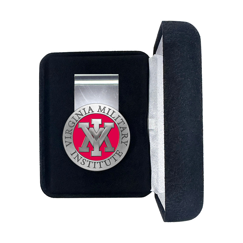 Money clip with Virginia Military Institute logo in a black box