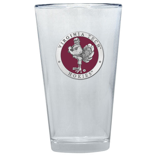 Clear glass with Virginia Tech Hokies logo on a white background